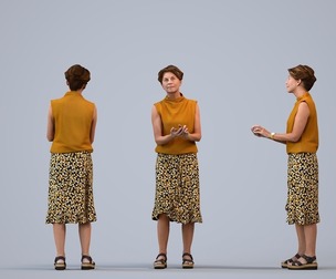 00547_Dora004 Adult Caucasian woman waiting in public space wearing casual summer attire