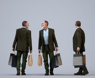 00548_Anthony010 Senior Caucasian man shopping in retail space with bag, transitional clothing