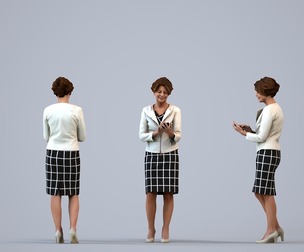 00549_Dora004 Adult Caucasian woman standing in office wearing autumn or spring business attire,