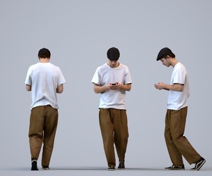 00553_Jason007 Adult Caucasian man walking outdoors with smartphone in transitional seasonal