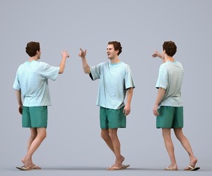 00558_Jason006 Adult Caucasian man walking through public space in casual summer attire
