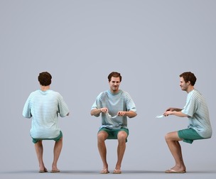 00558_Jason008 Adult Caucasian man eating at home in casual summer clothing
