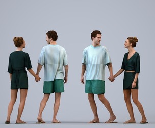 00558_Jason014 Adult Caucasian couple walking together in public wearing summer casual attire