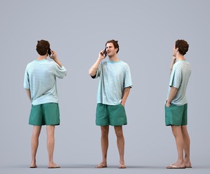 00558_Jason007 Adult Caucasian man calling on smartphone in public summer attire