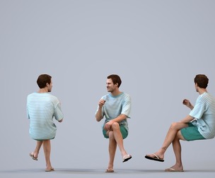 00558_Jason009 Adult Caucasian man relaxing at home in casual summer clothing