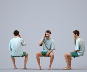 00558_Jason010 Adult Caucasian male making phone call at home in summer clothing