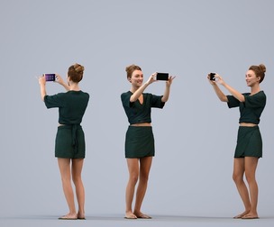 00559_Maghan008 Adult Caucasian woman taking photo with smartphone in public space