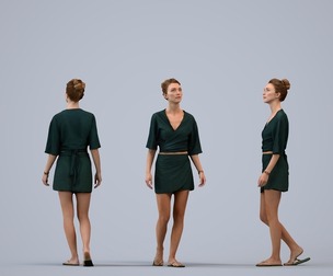 00559_Maghan007 Adult Caucasian woman walking through public space in casual summer attire