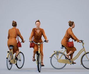 00561_Maghan015 Adult Caucasian woman cycling outdoors in autumn or spring attire with bag