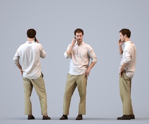 00562_Jason008 Adult Caucasian man calling smartphone outdoors in transitional seasonal clothing