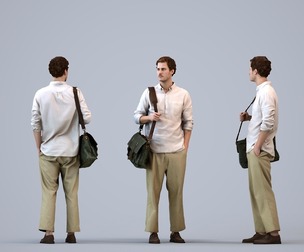 00562_Jason014 Adult Caucasian man waiting with travel bag in autumn or spring attire
