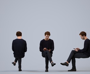 00564_Jason012 Adult Caucasian man sitting in public space with smartphone, autumn attire