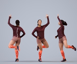 00567_Nicole003 Adult Caucasian woman running in athletic wear for transitional seasons