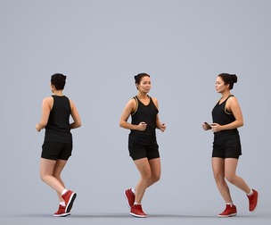 00568_Nicole005 Adult Caucasian woman running outdoors in summer sportswear for exercise