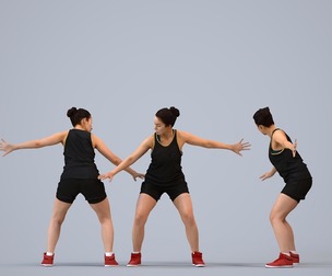 00568_Nicole009 Adult Caucasian woman crouching during exercise in summer sportswear