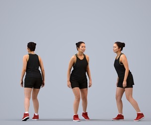 00568_Nicole003 Adult Caucasian woman exercising in summer sportswear for fitness environments