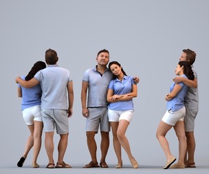 00570_Nicole003 Adult Caucasian couple bonding in public space wearing summer casual attire