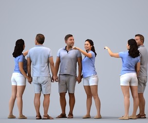 00570_Nicole002 Adult Caucasian couple bonding in public space wearing casual summer clothing