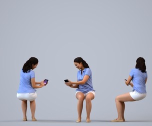 00570_Nicole026 Adult Caucasian woman sitting casually with smartphone in public space