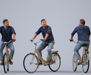 00571_Omar015 Adult Middle Eastern man cycling through public space in transitional seasonal