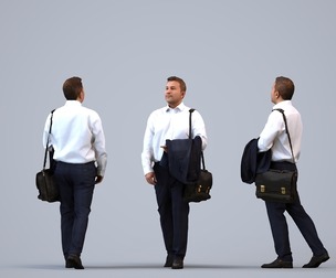 00573_Omar008 Adult Middle Eastern man walking office carrying bag in transitional seasonal