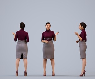 00574_Nicole006 Adult Caucasian woman presenting in office wearing transitional seasonal business