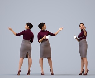00574_Nicole007 Adult Caucasian woman presenting in office wearing autumn or spring business attire
