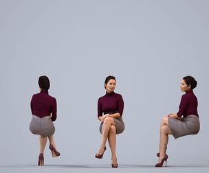 00574_Nicole016 Adult Caucasian woman waiting in office wearing transitional seasonal business