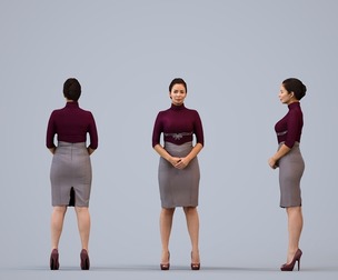 00574_Nicole005 Adult Caucasian woman waiting in office wearing autumn or spring business attire