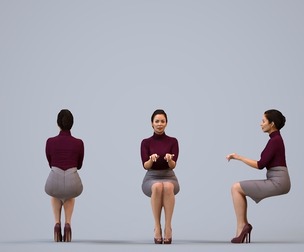00574_Nicole013 Adult Caucasian woman sitting in office wearing autumn or spring business attire