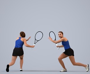 00575_Bella007 Teen Caucasian girl holding tennis racket in summer sportswear for recreation