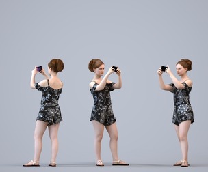 00578_Poppy005 Teen Caucasian female taking photo with smartphone in public space