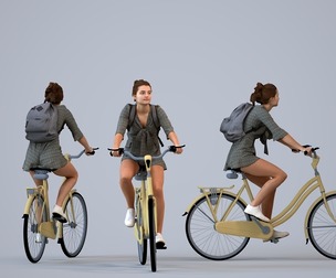 00579_Bella001 Teen Caucasian girl cycling outdoors with bag in transitional seasonal clothing