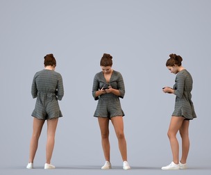 00579_Bella006 Teen Caucasian girl standing with smartphone in autumn or spring attire