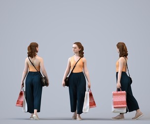 00580_Poppy012 Teen Caucasian female shopping in retail space with shopping bags