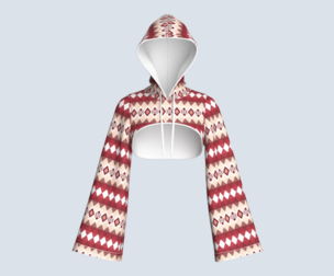 Girls Argyle Printed Shrug Hoodie | Marvelous / Clo3d / obj / fbx