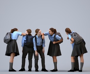 00581_Bella017 Teen Caucasian female bonding at school with bag in transitional attire