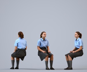 00581_Bella008 Teen Caucasian female waiting in school setting wearing transitional seasonal