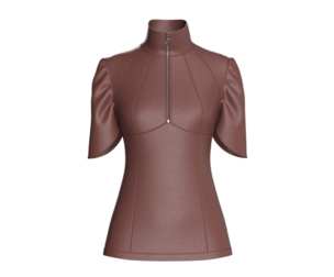 Girls Half-Zip Short Sleeve Leather Top | Marvelous / Clo3d / obj / fbx