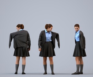 00581_Bella013 Teen Caucasian female waiting at school in transitional seasonal clothing