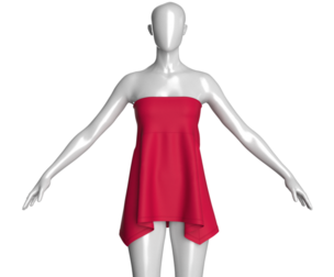 Girls Red Strapless Mini Dress | Marvelous / Clo3d / obj / fbx
