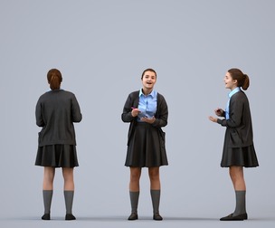 00581_Bella014 Teen Caucasian female talking in school setting wearing transitional seasonal