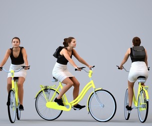 00583_Bella001 Teen Caucasian girl cycling with bag in casual summer attire