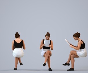 00583_Bella009 Teen Caucasian girl reading while sitting in school casual summer attire