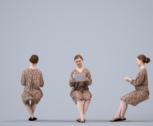 00584_Poppy006 Teen Caucasian girl sitting in public space wearing autumn or spring attire