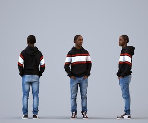 00585_Jimmy007 Teen Black male waiting in public space wearing transitional seasonal clothing