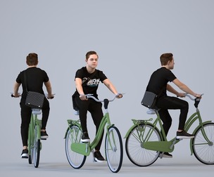 00585_Jimmy018 Teen Black boy riding bicycle in casual transitional seasonal clothing