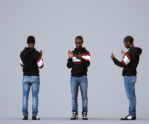 00585_Jimmy006 Teen Black male standing with smartphone in autumn or spring attire