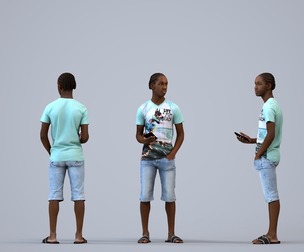 00589_Jimmy007 Teen Black male standing outdoors with smartphone in summer clothing