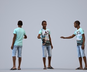 00589_Jimmy005 Teen Black male standing in public space wearing casual summer clothing